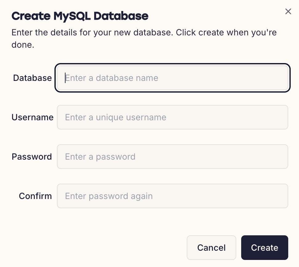 Create database